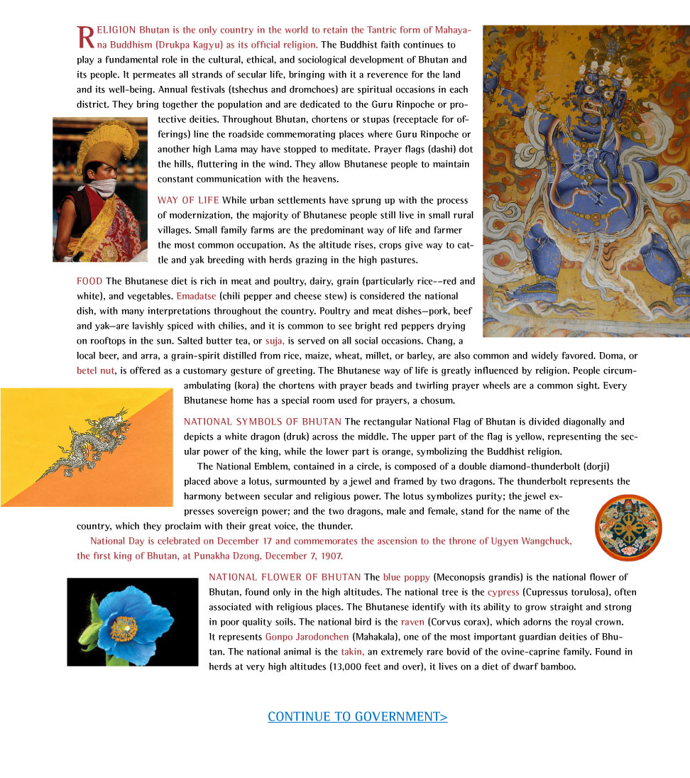Bhutan Religion, food, symbols, way of life